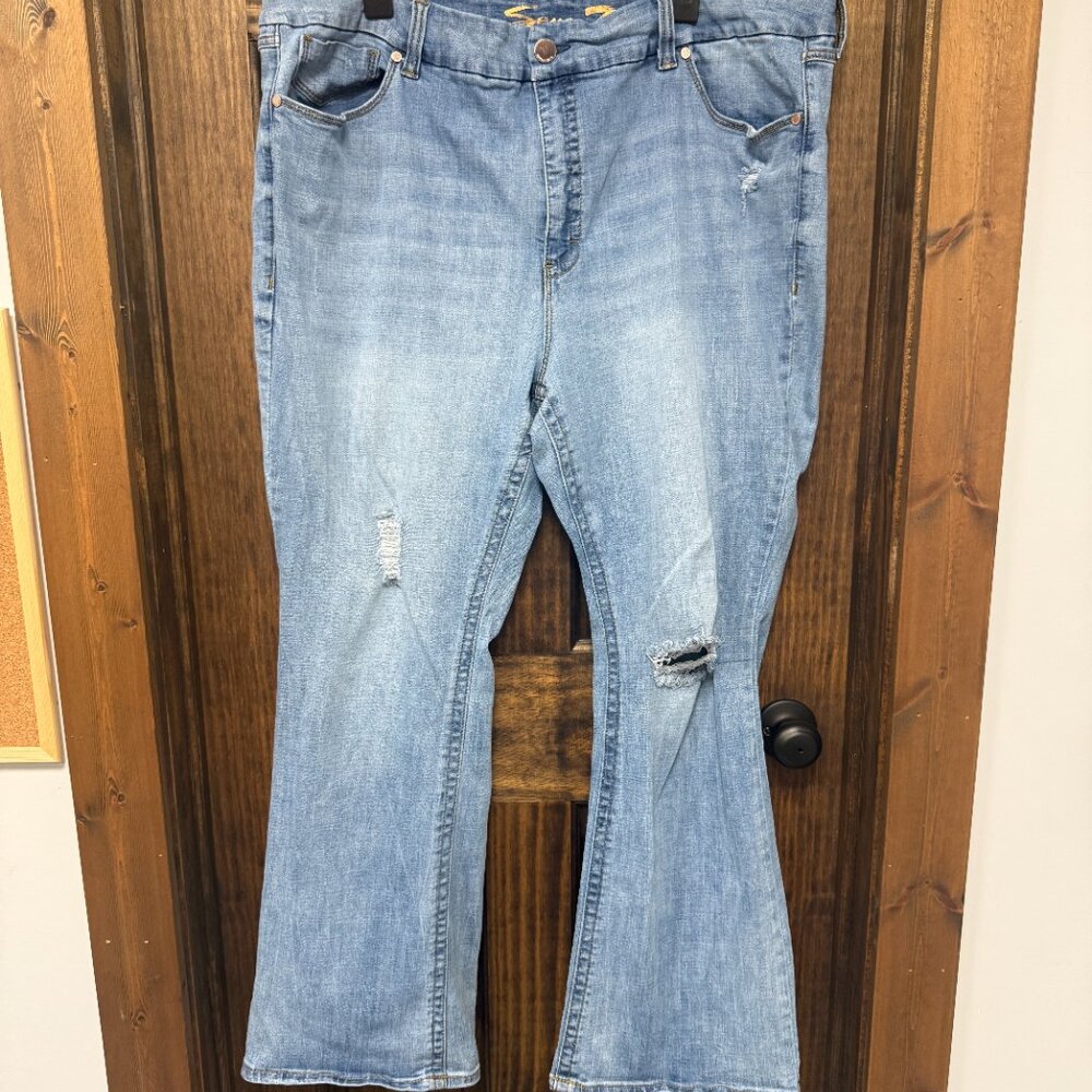 SEVEN7 JEANS TUMMYLESS FLARE, SIZE 26, BLUE